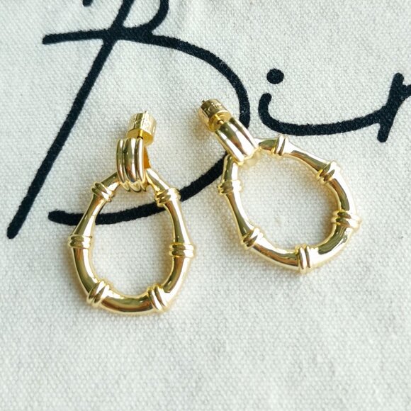 Alicia Bonnie Drop Hoop Earrings - Elora - Gold - Picture 3 of 4